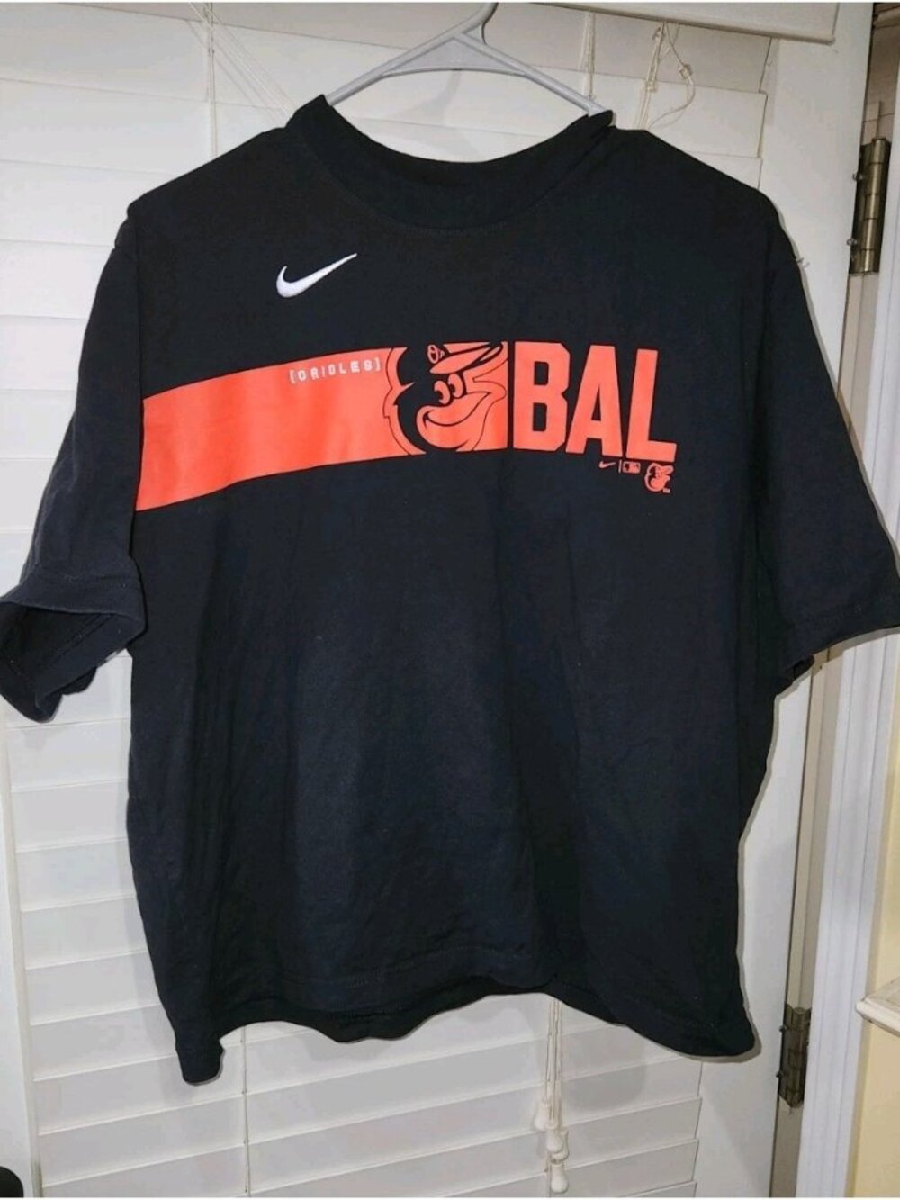 Nike Baltimore Orioles City Connect Womens Large Tee Black Orange BAL Wordmark